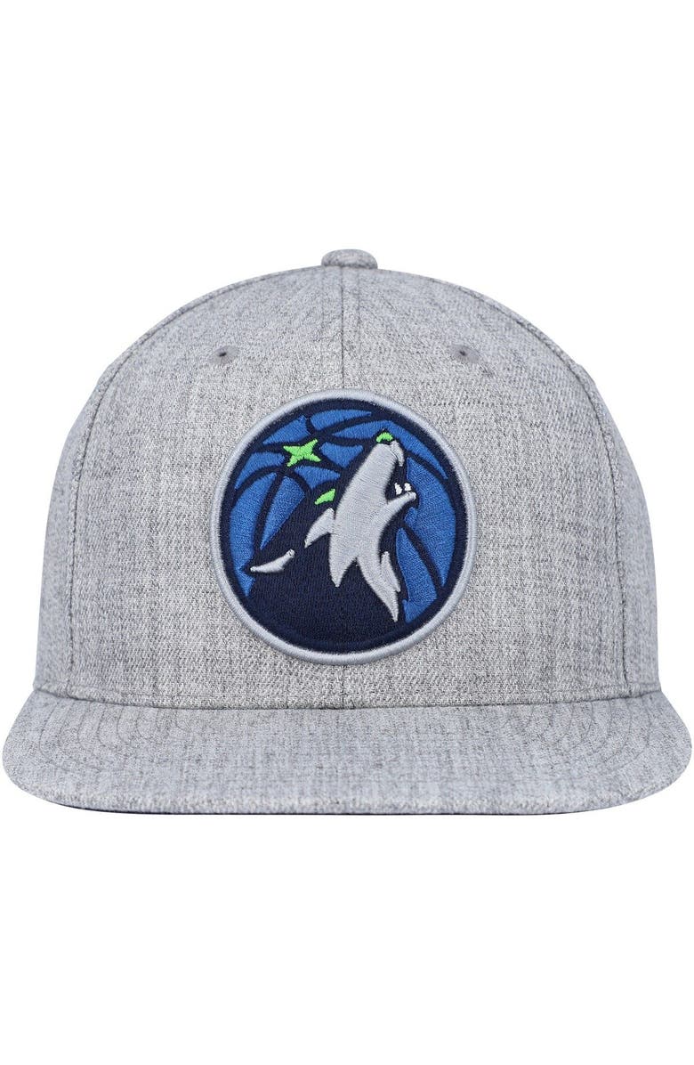 Mitchell & Ness Men's Mitchell & Ness Heather Gray Minnesota Timberwolves Hardwood Classics 2.0 Snapback Hat, Alternate, color,