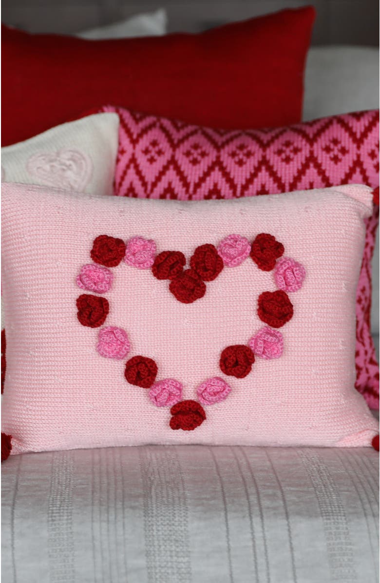 Melange Collection Flower Heart Valentine Pillow, Alternate, color, Pink