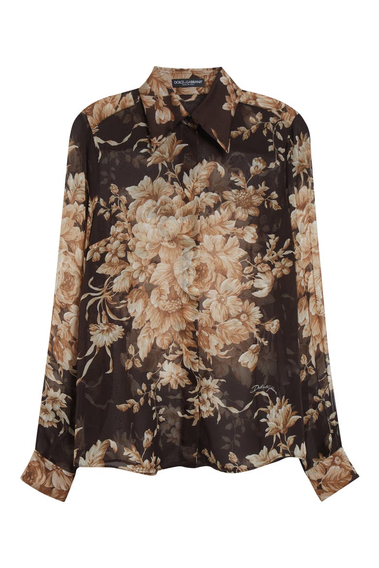 Rose Print Silk Chiffon Button-Up Shirt, Alternate, color, HM4OX ROSE CRETONNE F.MORO