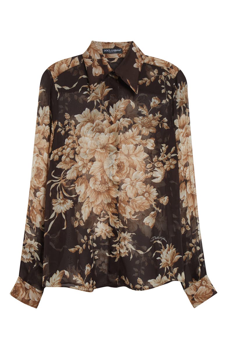 Dolce&Gabbana Rose Print Silk Chiffon Button-Up Shirt, Alternate, color, Hm4ox Rose Cretonne F.moro