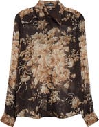 Dolce&Gabbana Rose Print Silk Chiffon Button-Up Shirt