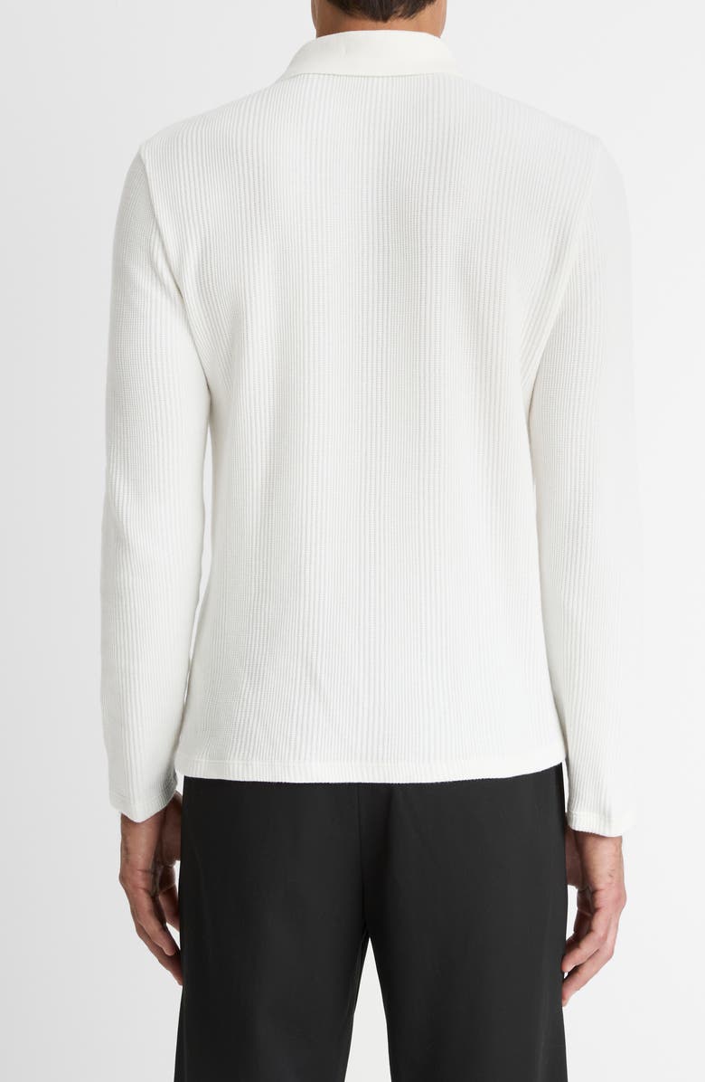 Vince Variegated Texture Long Sleeve Polo, Alternate, color, Off White