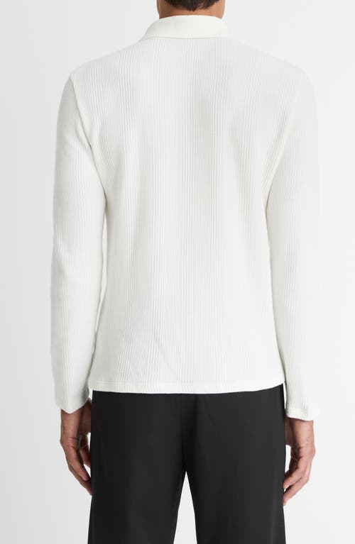 Vince Variegated Texture Long Sleeve Polo In Gold