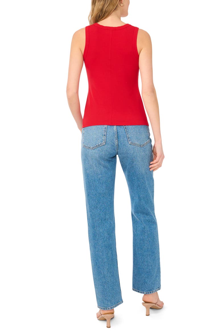Fitted Ribbed Tank Top, Alternate, color, SALSA