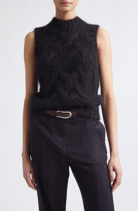 Sleeveless Cable Knit Sweater