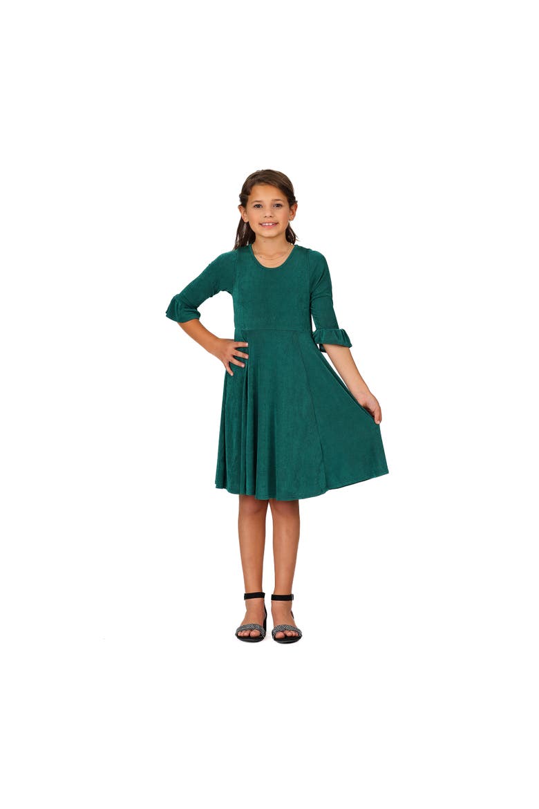 Elbow Length Sleeve Fit and Flare Party Dress, Main, color, Hunter