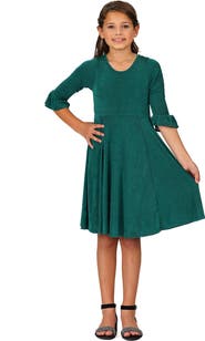 24sevenKid Elbow Length Sleeve Fit and Flare Party Dress