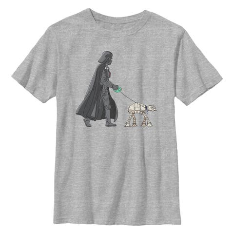 Boy's Star Wars A New Hope Darth Vader AT-AT Walking the Dog  Graphic T-Shirt