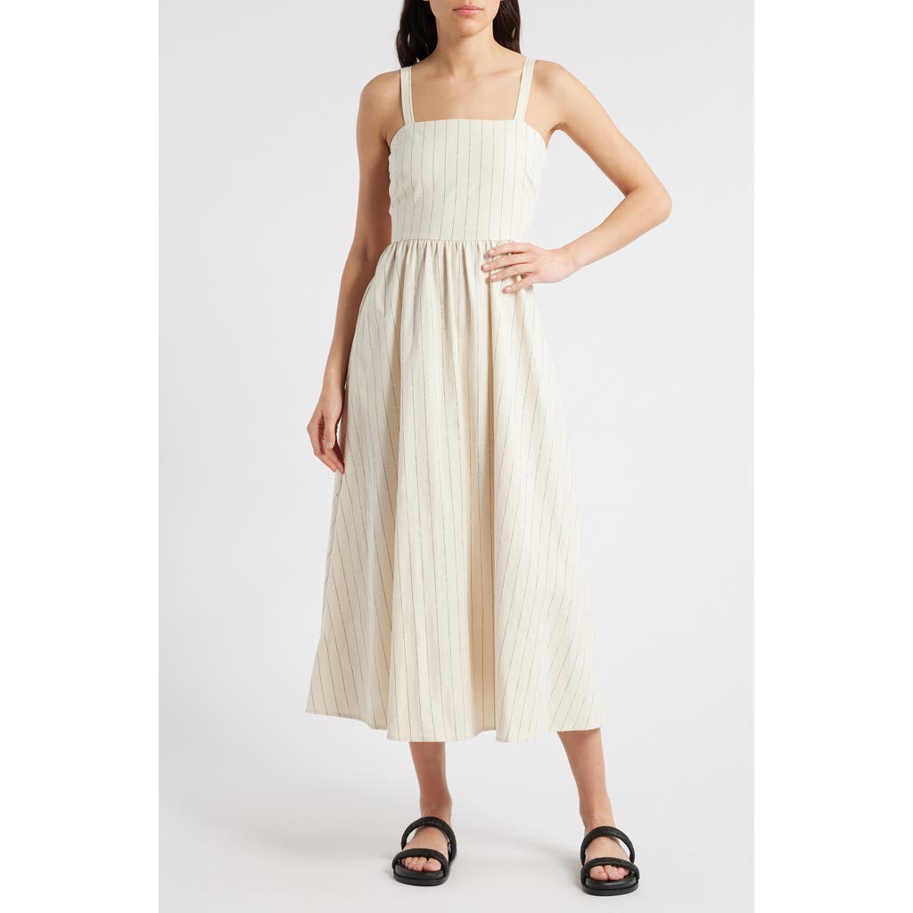 Frnch Casey Stripe Floral Jacquard Cotton Blend Sundress In Sand