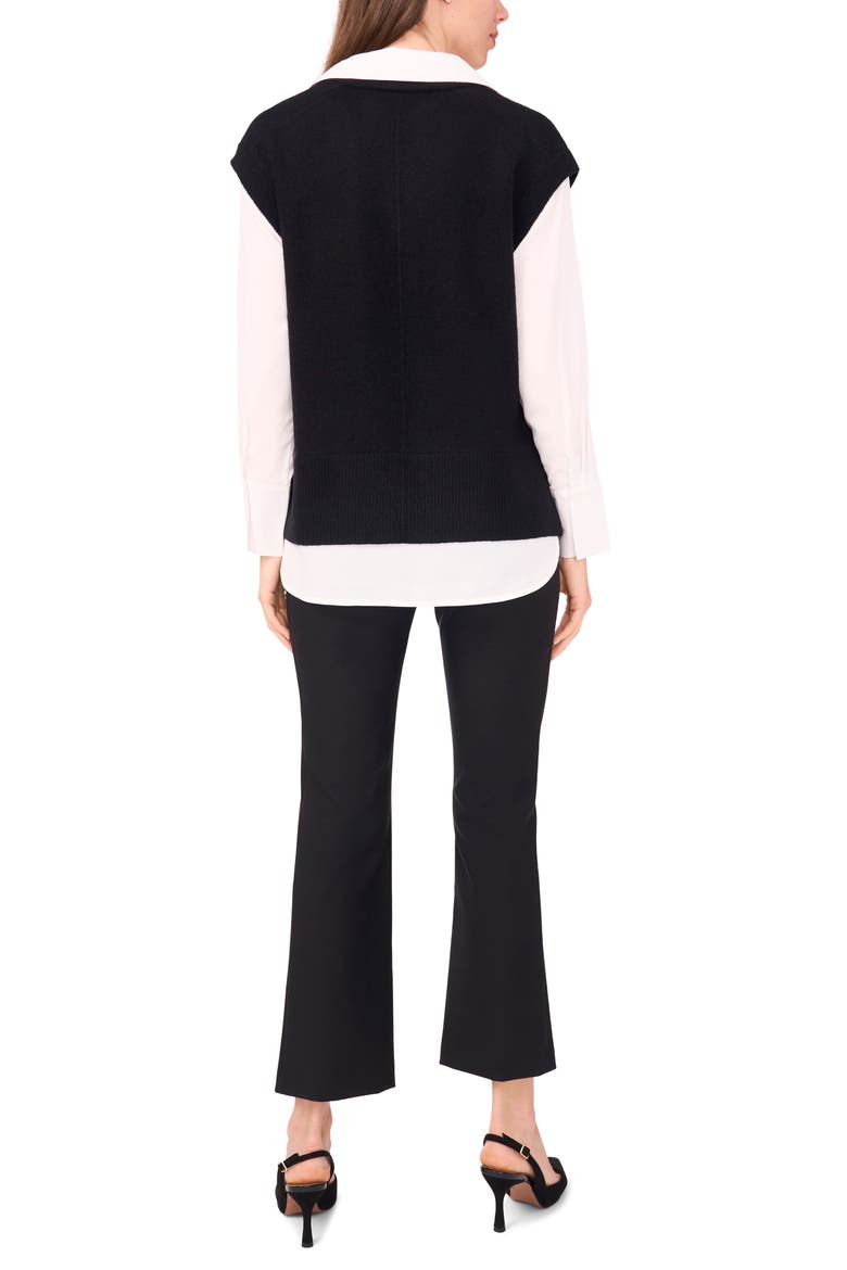 Layered Look Sweater Vest, Alternate, color, RICH BLACK