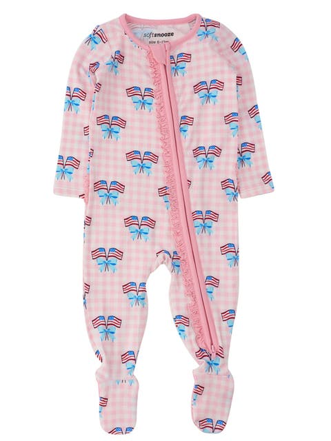 Baby Girls Modal Blend Ruffle One Piece Footie Pajamas