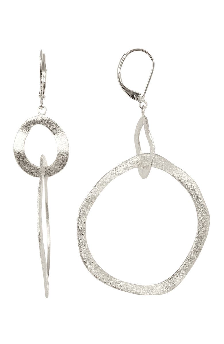RIVKA FRIEDMAN White Rhodium CladOrganic Interlocking Circle Dangle Earrings, Main, color, 