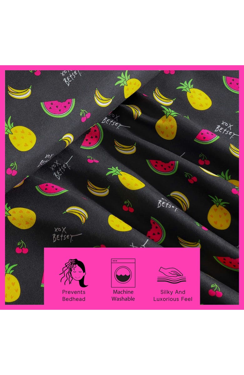 Betsey Johnson Fruits Toss Sheet Set, Alternate, color, Black/ Light Yellow