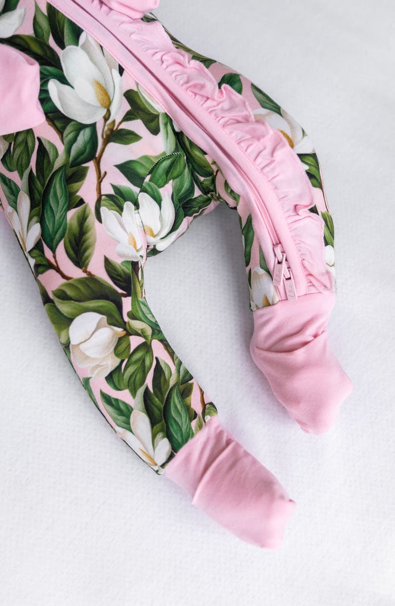 Laree + Co Magnolia Ruffle Convertible Footie, Alternate, color, Green