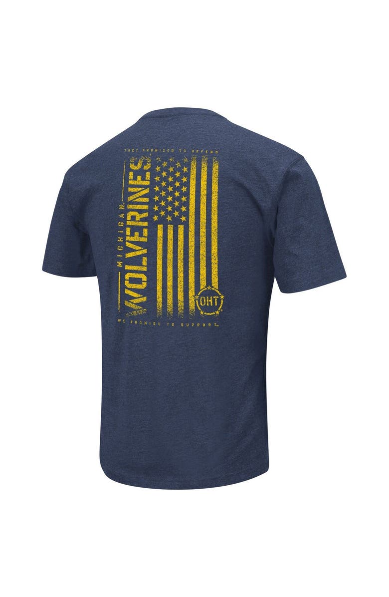 COLOSSEUM Men's Colosseum Heather Navy Michigan Wolverines OHT Military Appreciation Flag 2.0 T-Shirt, Alternate, color, 