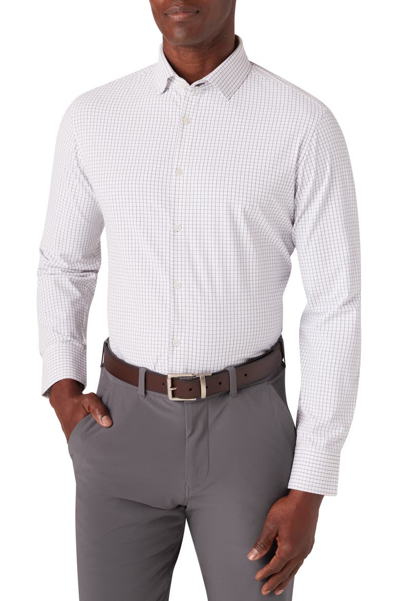 Men's Leeward Trim Fit Tattersall Button-Up Shirt, Main, color, WHITE