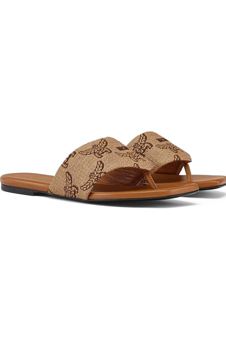 MCM Flat Sandals in Lauretos Raffia Jacquard, Main, color,