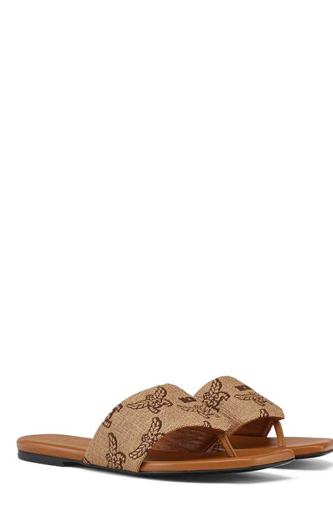 Flat Sandals in Lauretos Raffia Jacquard