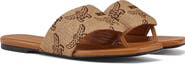 MCM Flat Sandals in Lauretos Raffia Jacquard