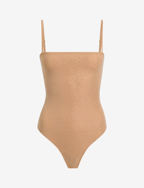 Commando Party Starter Straight Cami Bodysuit In Crystal Buff In Crystal Buff