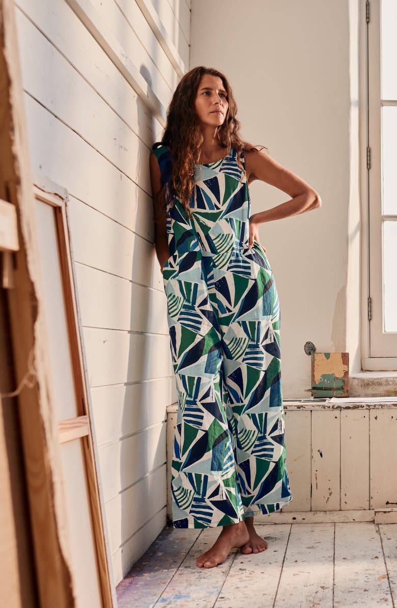 Seasalt Cornwall Salt Air Wide Leg Jumpsuit, Alternate, color, Spinnaker Sails Hedgerow