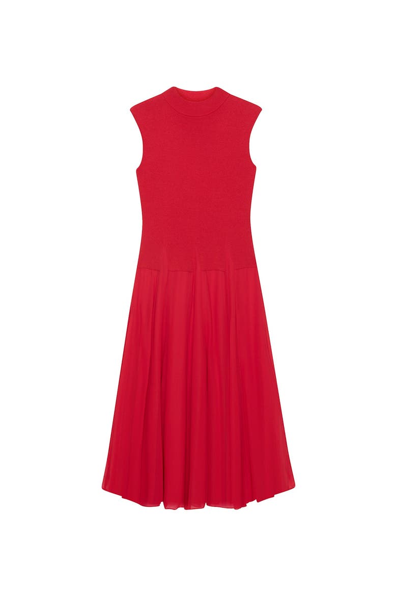 Sleeveless Drop Waist Knit Midi Dress, Alternate, color, Red