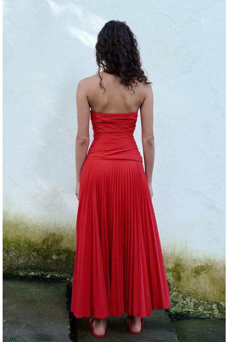 Strapless Midi Dress, Alternate, color, RED