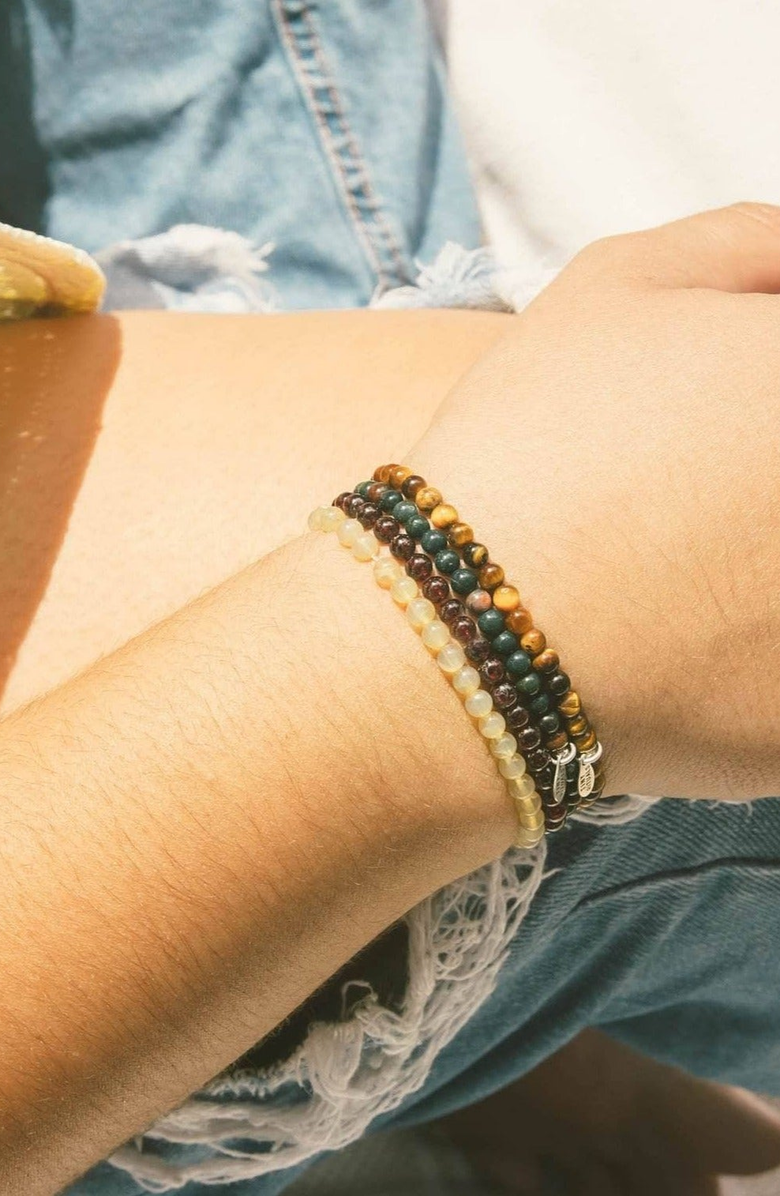 Tiny Rituals Leo Bracelet Set, Alternate, color, Green / Brown / Yellow