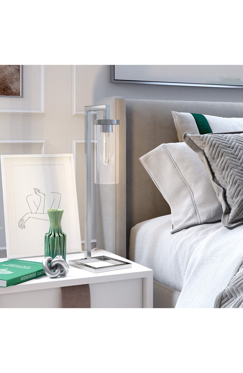 HUDSON AND CANAL Malva Polished Nickel Table Lamp with Clear Glass Shade, Alternate, color, 