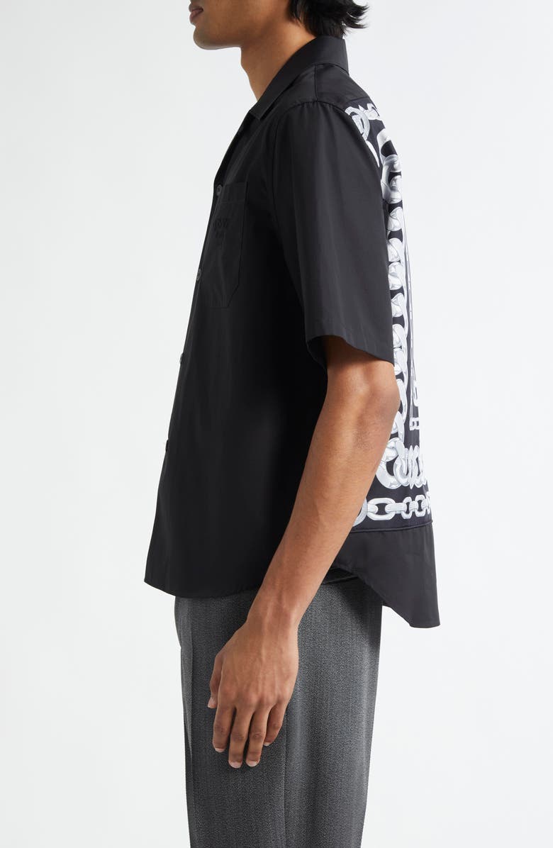 Versace Medusa Chains Cotton Poplin & Silk Camp Shirt, Alternate, color, 