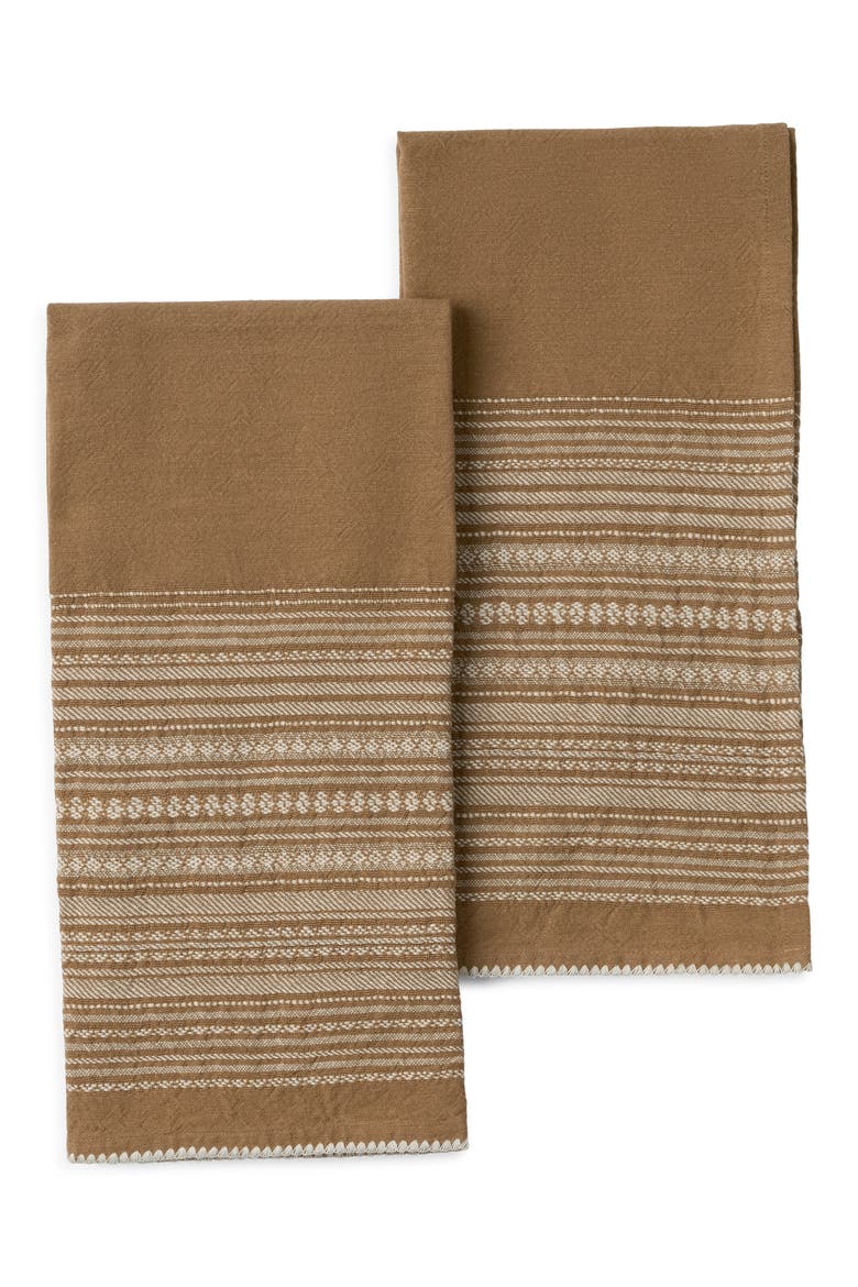 Oak Set of 2 Organic Cotton Hand Towels, Main, color, CHESTNUT W/ UNDYED