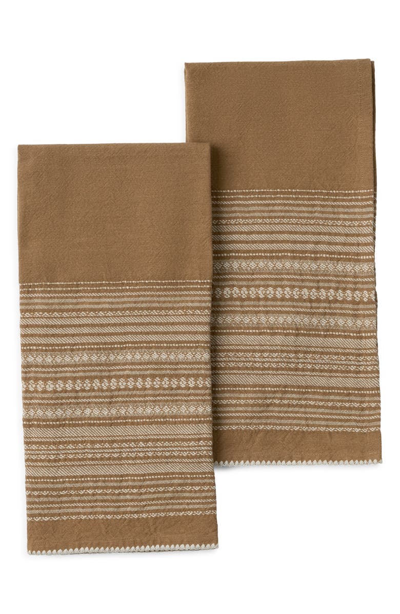 Coyuchi Oak Set of 2 Organic Cotton Hand Towels, Main, color, Chestnut W/ Undyed