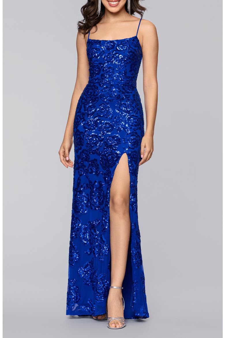 Sequin Rose Gown, Main, color, ROYAL