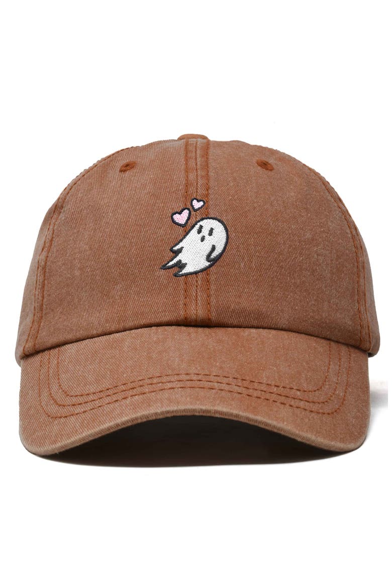 Heartly Ghost Embroidered Cap, Main, color, Washed Orange