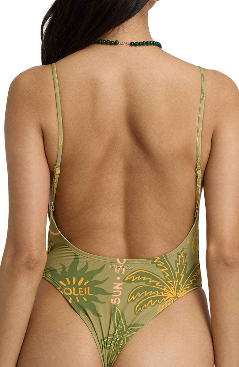 Billabong Vaca Soleil Low Back One-Piece Swimsuit, Alternate, color, Cedar