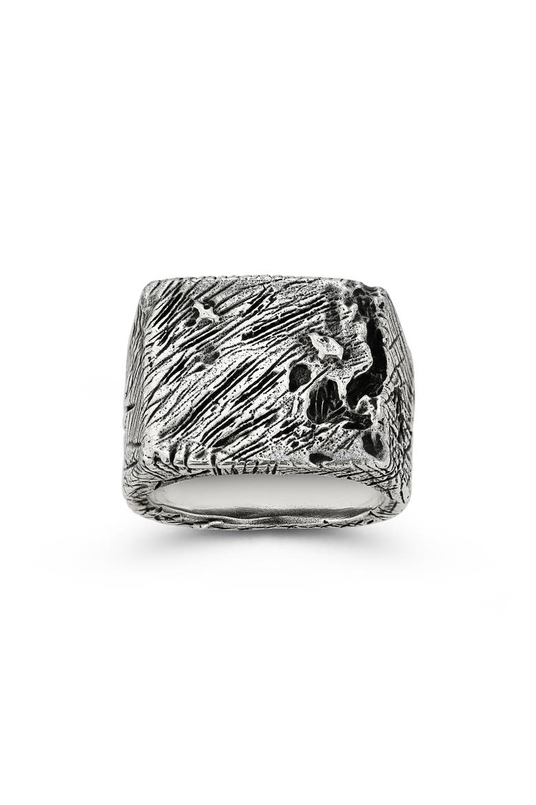 Sterling Silver Tree Bark Signet Ring, Alternate, color, SILVER