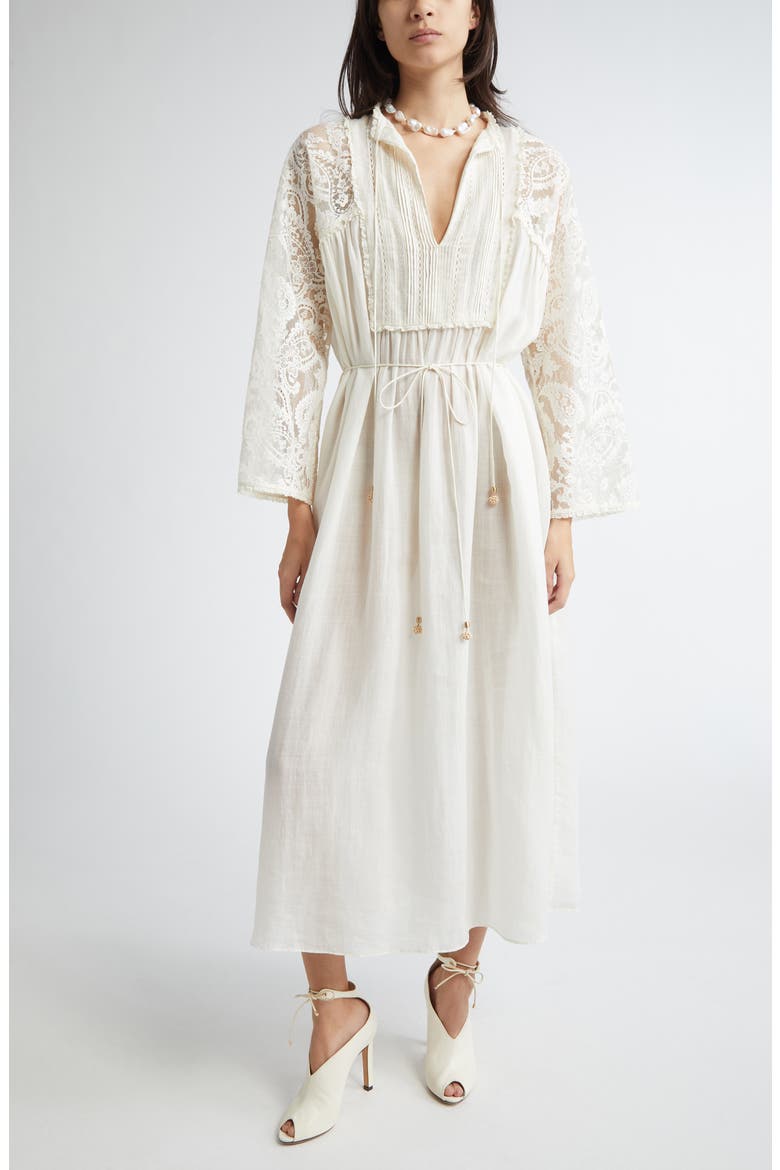 Ascension Lace Trim Tie Waist Midi Dress (Women) | Nordstrom