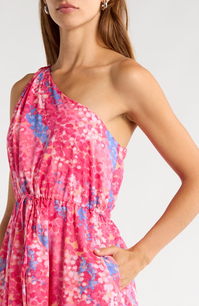 SUGARLIPS Leah Abstract Elya One Shoulder Maxi Dress, Alternate, color, Pink-Blue