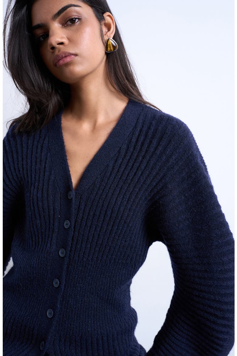 Ovoid Cinch Cardigan, Alternate, color, NAVY