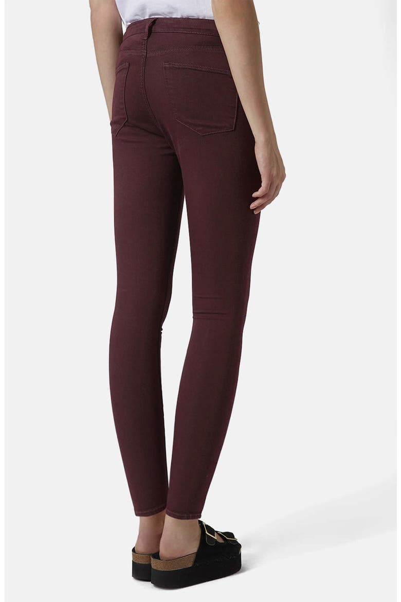 Moto 'Leigh' Stretch Ankle Skinny Jeans, Alternate, color, AUBERGINE