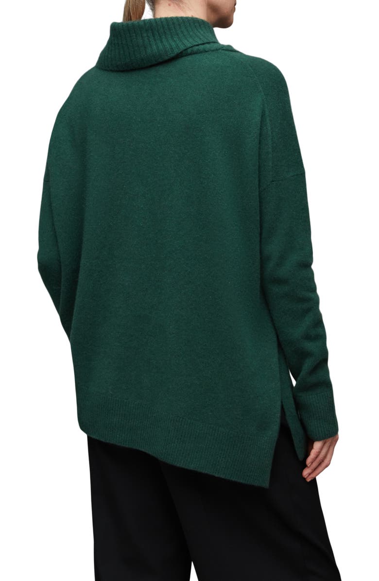 AllSaints Whitby Cashere & Wool Asymmetric Turtleneck Sweater, Alternate, color, Bottle Green