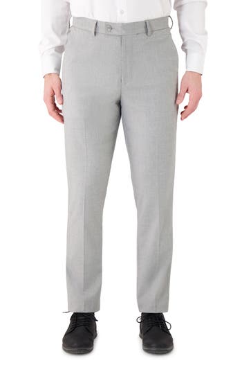 Victor Emmanuel Vince Flat Front Small Check Stretch Dress Pants