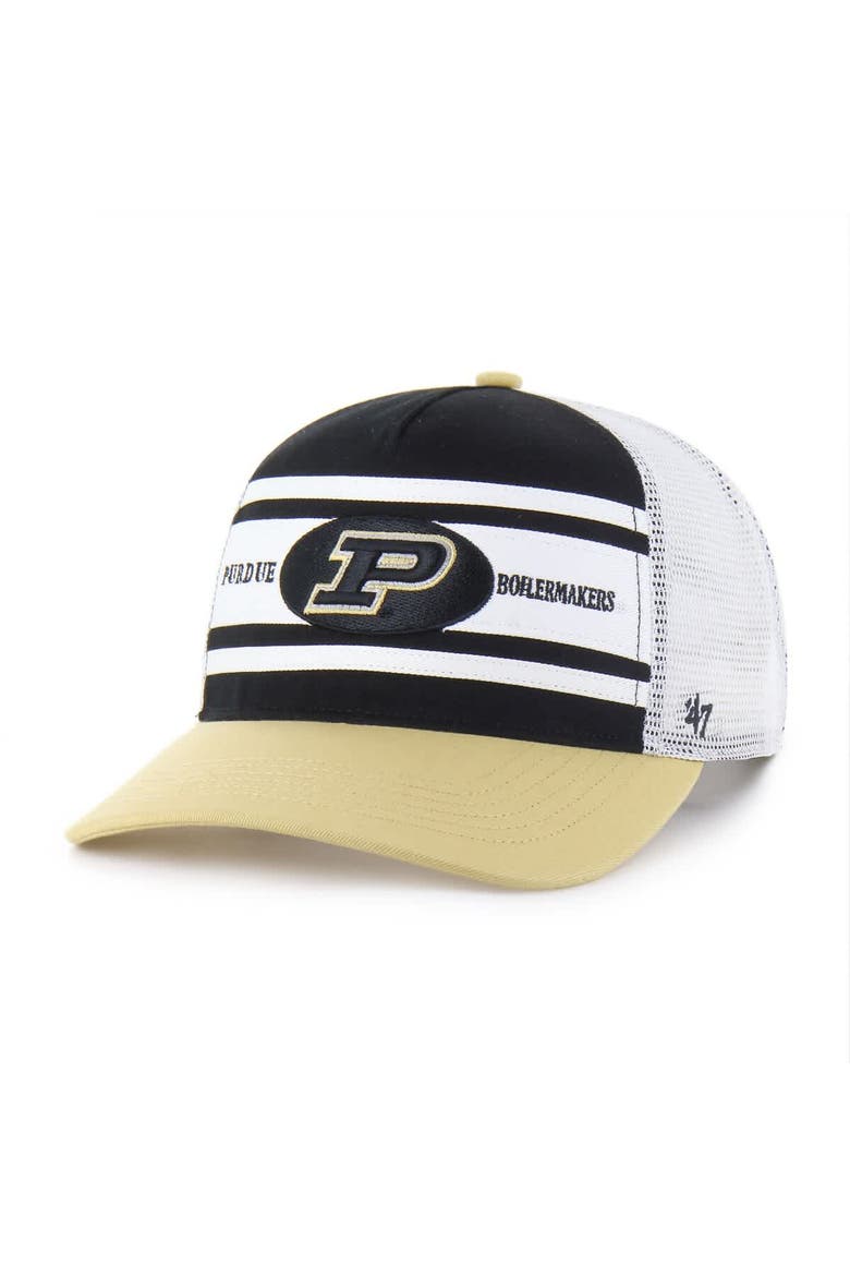 Youth '47 Black/Gold Purdue Boilermakers Super Stripe Hitch Adjustable Trucker Hat, Main, color, Black