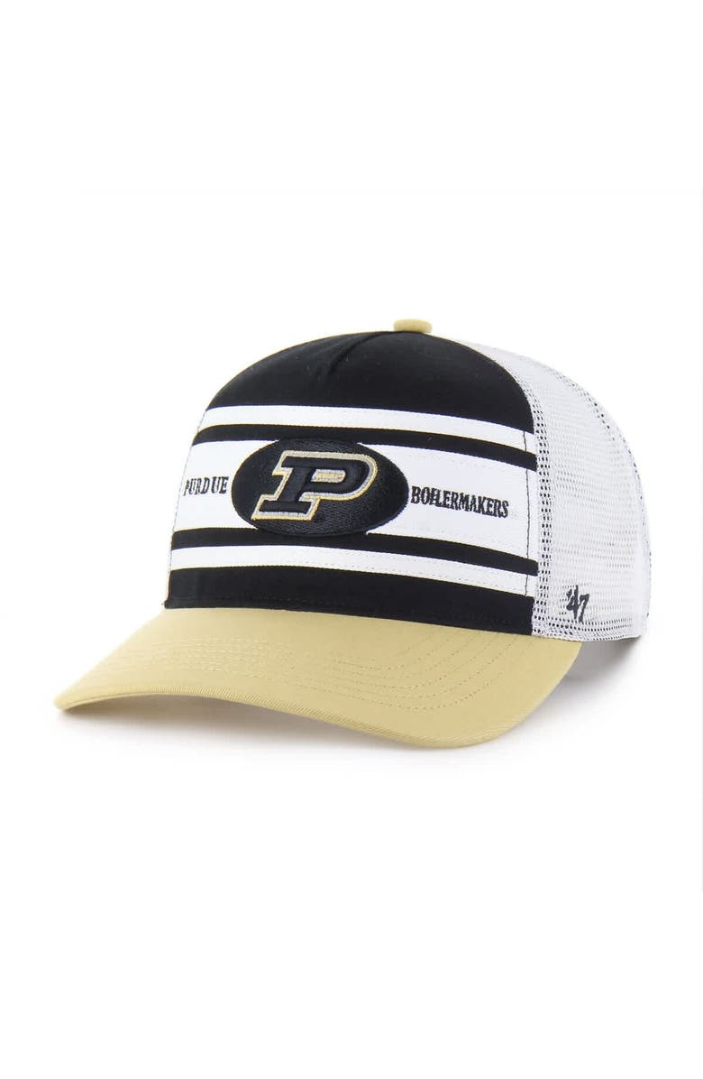 '47 Youth '47 Black/Gold Purdue Boilermakers Super Stripe Hitch Adjustable Trucker Hat, Main, color, Black