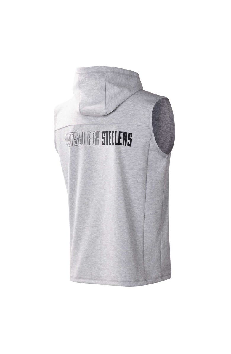 MSX BY MICHAEL STRAHAN Men's MSX by Michael Strahan Heather Gray Pittsburgh Steelers Action Sleeveless Pullover Hoodie, Alternate, color,