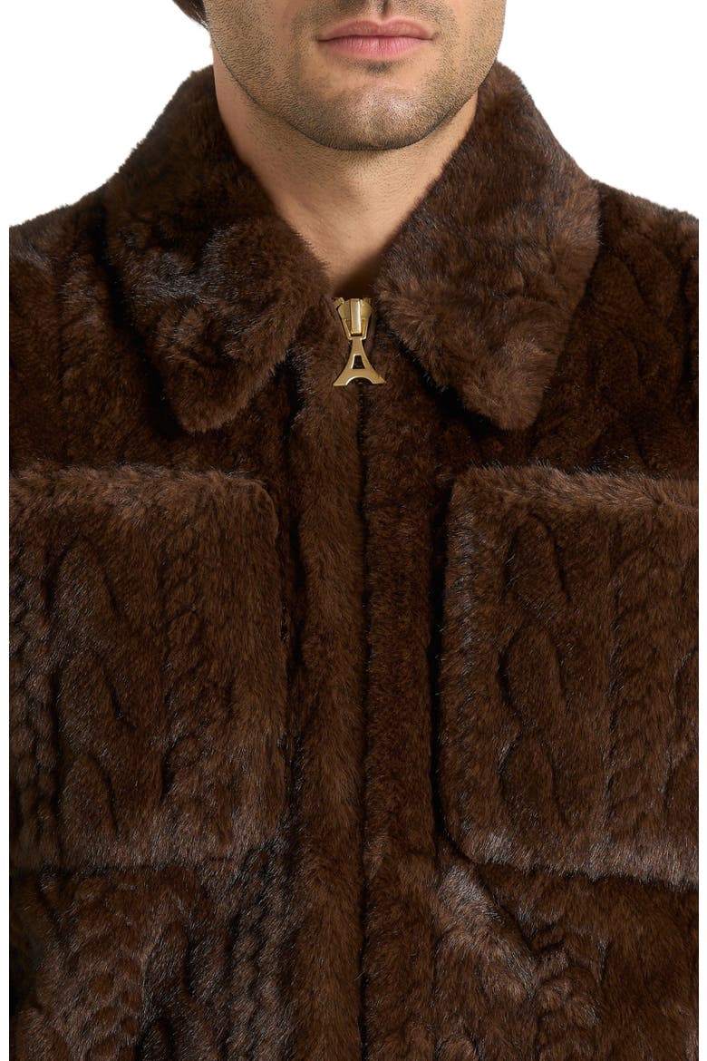 David Plush Cable Embossed Jacket, Alternate, color, Brown