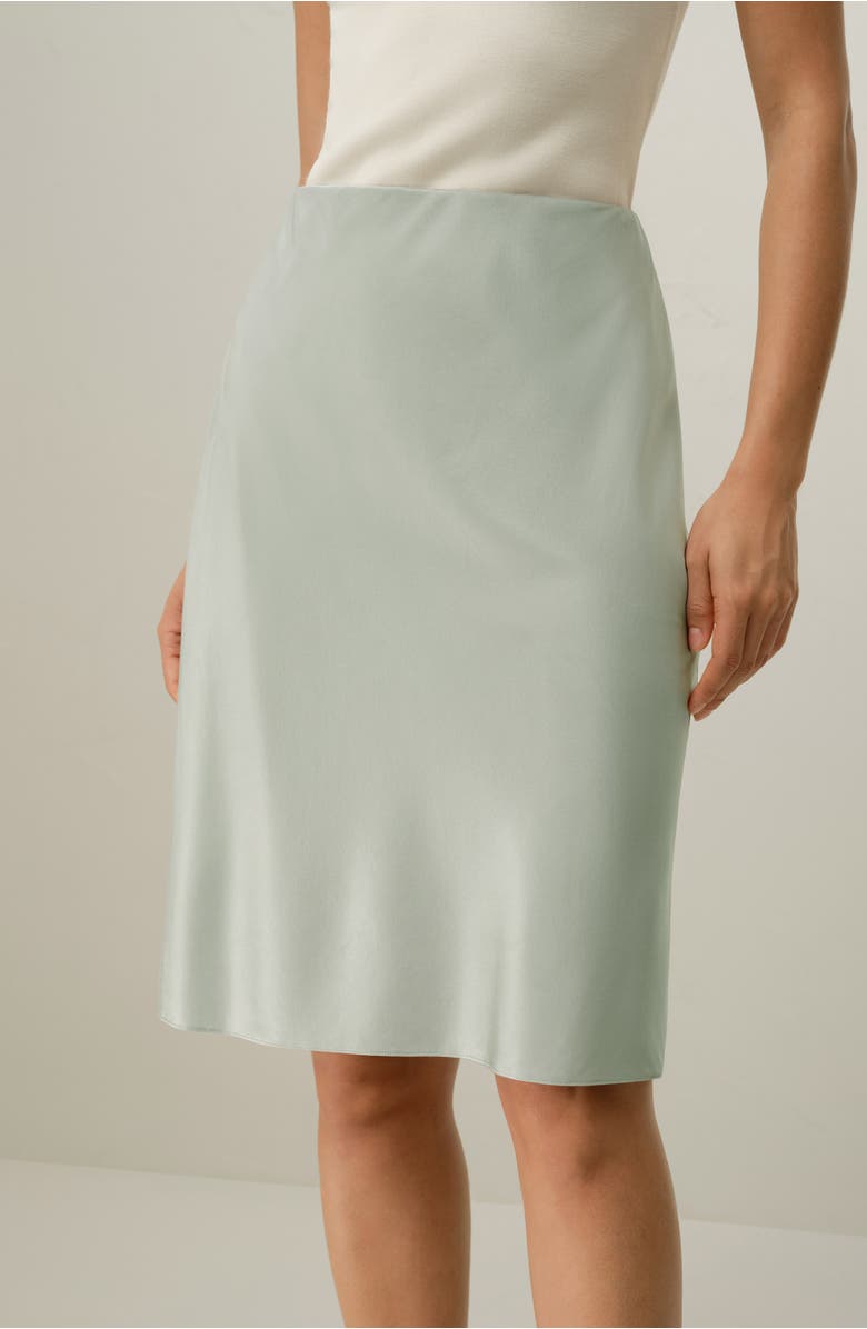 Lilysilk Women's Stretchy Charmeuse Silk Minimalist Skirt, Alternate, color, Silver Sage