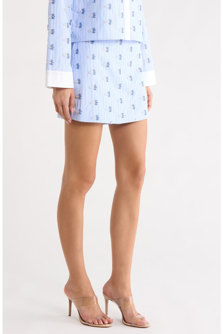 Spencer Beaded Striped Skort, Alternate, color, BLUE WHITE