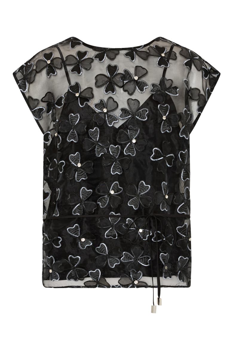 Ryan Clover Bow Rhinestone Organza Top, Alternate, color, 5AA BLACK