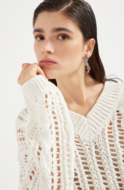 Shop Brunello Cucinelli Cable & Mesh Sweater In Panama